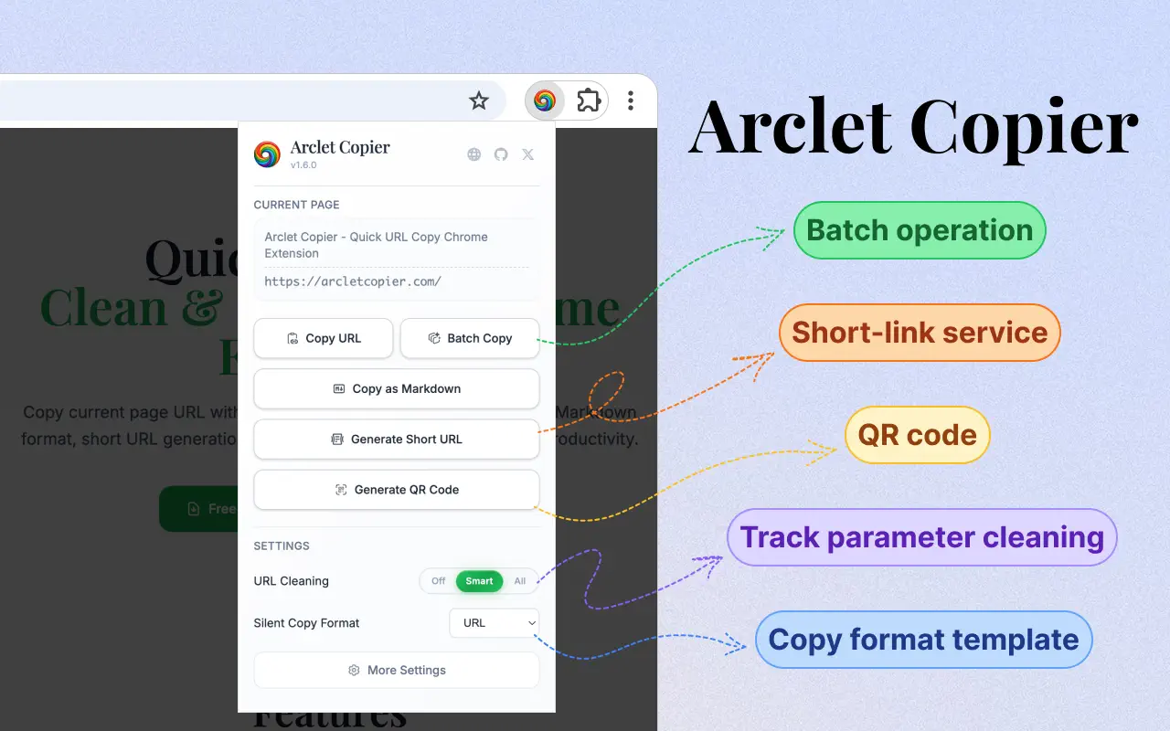 Extension Main Interface - Arclet Copier Extension