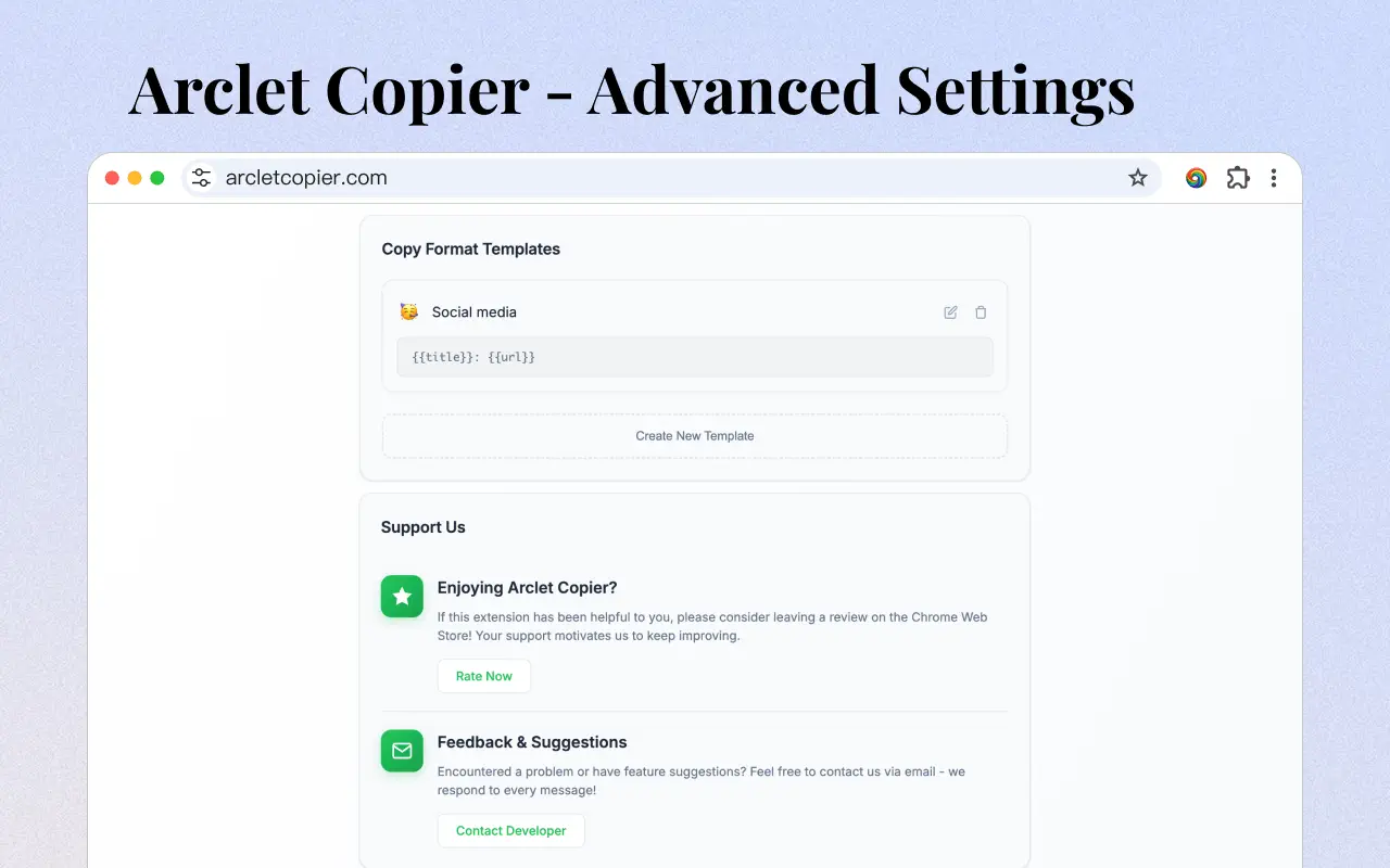 Plantillas de Copia Personalizadas - Arclet Copier Extension